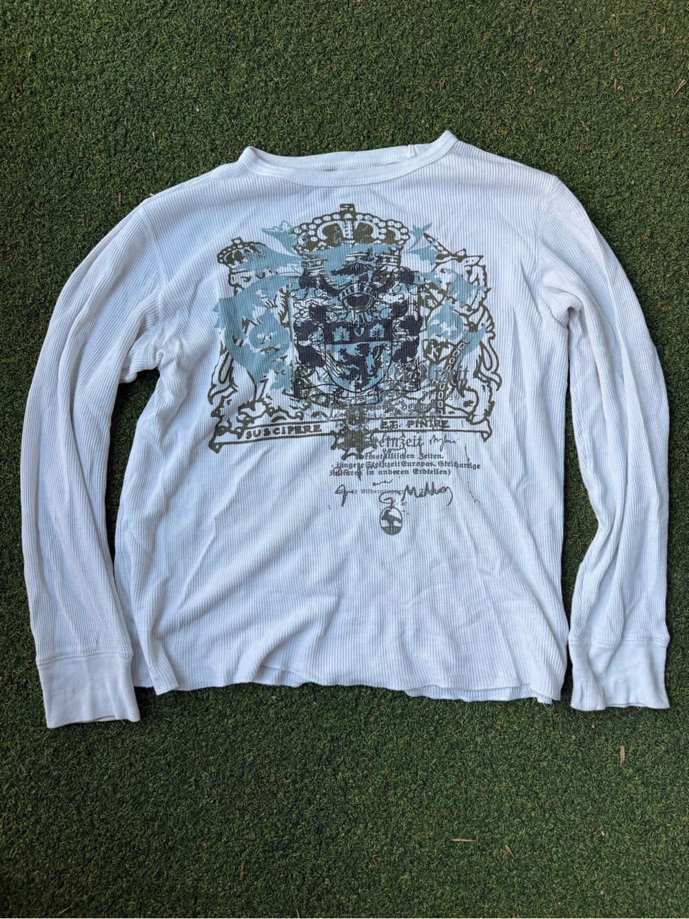 Long Sleeve White Graphic Thermal Shirt